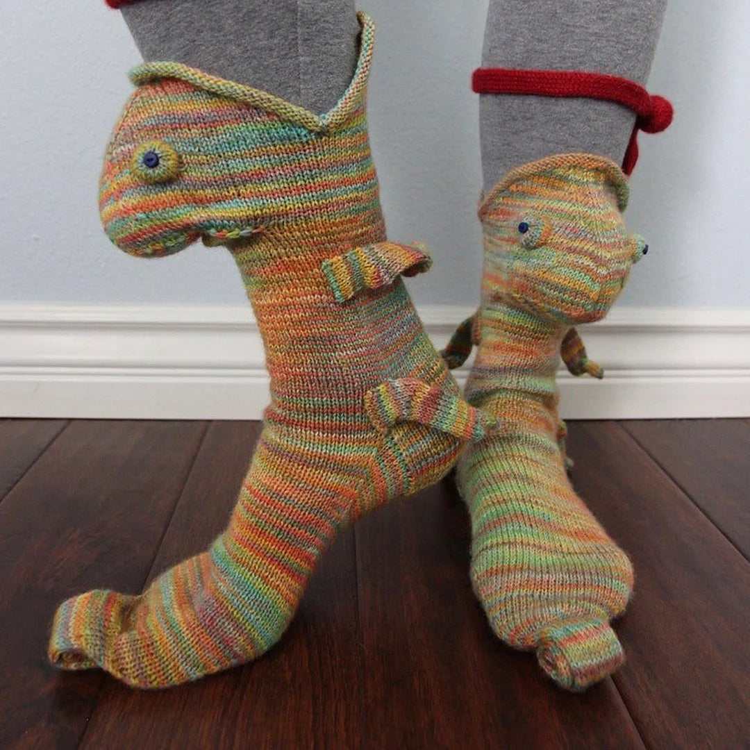 3D Knit Crocodile Socks