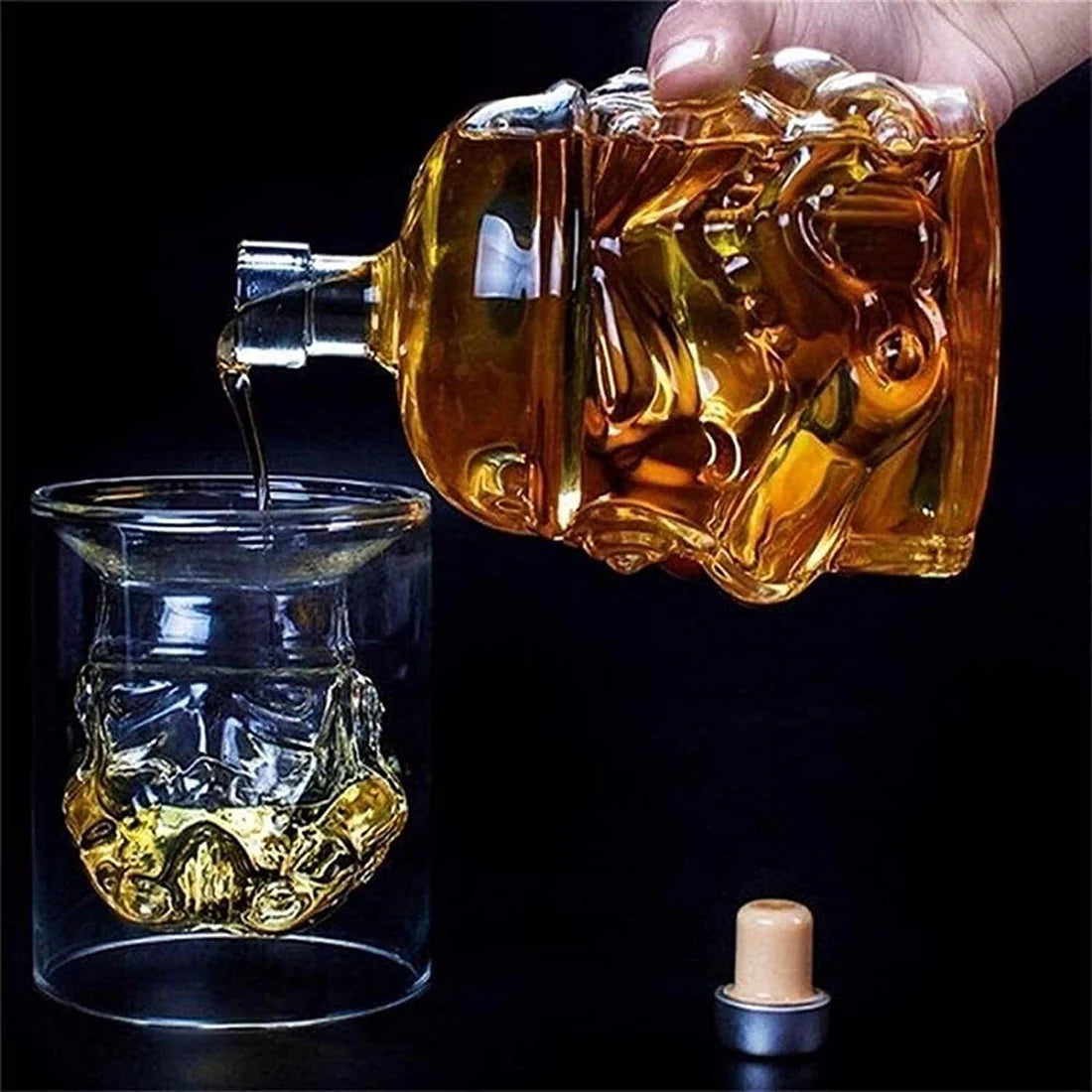 Transparent Whiskey Decanter Set Bottle with 2 Wine Glasses